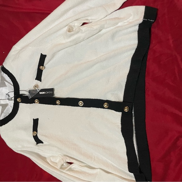 Fashion Nova Black and White Knit Cardigan - Picture 4 of 4